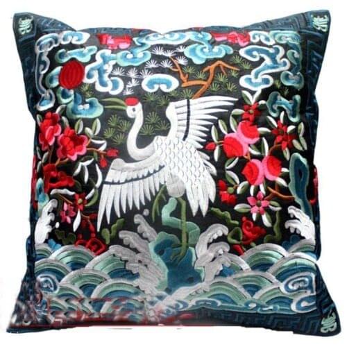New Chinese Embroidered Crane pattern Pillow Cushion Cover 6color