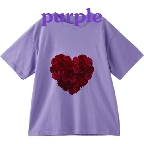 New Arrival Girl Tops Plant Cartoon Love Printed Kids T Shirt Kawaii Girls T-shirt Purple Round Neck Short Sleeves Boys Tshirt