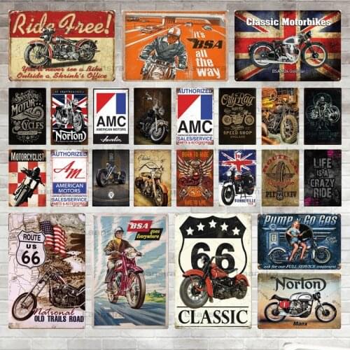 Tin Signs Plaque Metal Vintage Poster Route 66 Motor Metal Sign Wall Decor For Man Cave Bar Pub Club Iron Painting Decorative Pl