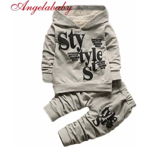 2020 Autumn Baby Kids Clothing Sets Childrens Hooded Long Sleeve Tops + Letter Pants 2pcs Suit Sport Outerwear Clothes