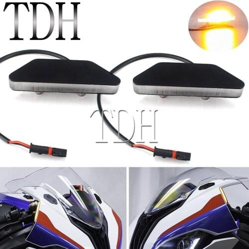 Motorcycle Front LED Turn Signal Indicator Light Blinker For BMW S1000RR 2020-up Mirror Block Off Turn Left/Right Lamp Flasher
