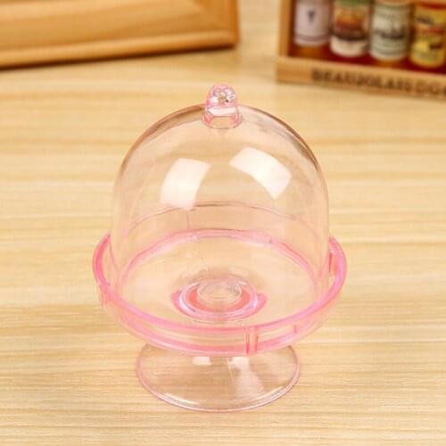 Mini Transparent Plastic Cake Stand Wedding Favor Chocolate Boxes Candy Holder Party Supplies LX1538