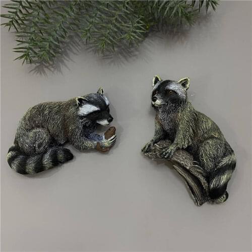 QIQIPP Creative magnet refrigerator magnet animal North American raccoon refrigerator magnet resin decorative magnet