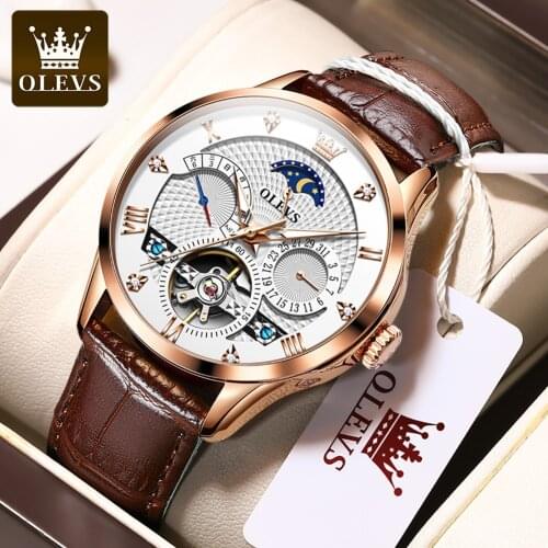 OLEVS Luxury Automatic Men Watch Waterproof Skeleton Design Mechanical Watches For Men reloj hombre