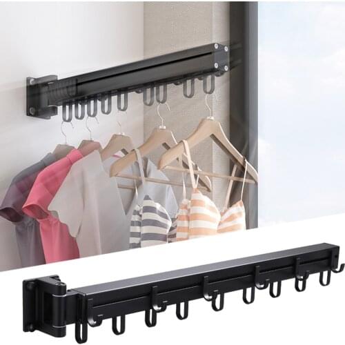Balcony Folding Clothes ing Wall Type Invisible Window Indoor Simple Clothes-Drying, Outdoor Telescopic Air Rod