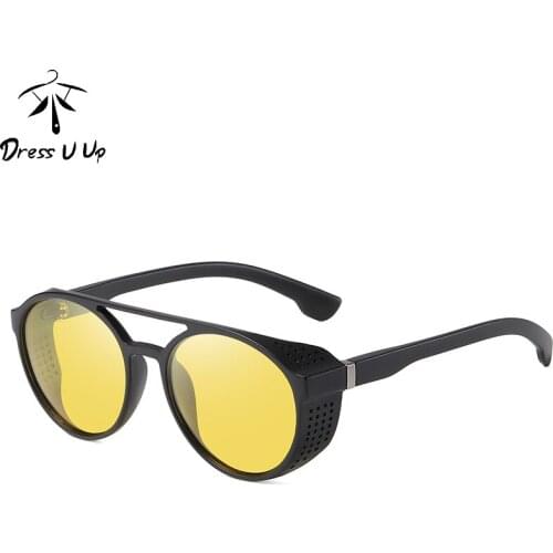 DRESSUUP 2020 Polarized Steampunk Sunglasses Classic Round Frame Glasses Sun Glasses Polaroid Lens Driving Night Vision Goggles