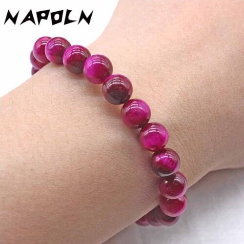 Gorgeous Rose Red Tiger Eye Bracelets For Men Women Natural Tiger Eye Stone Beads Bracelet Buddha Bracelets Unisex 4/6/8/10/12mm