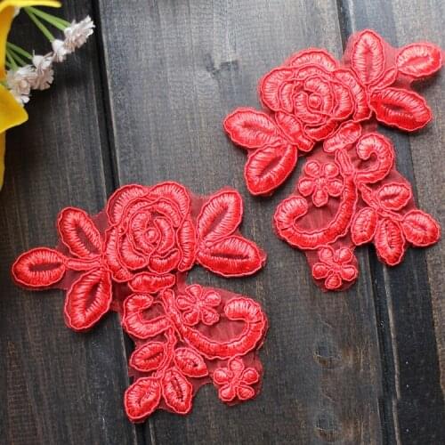 10 pair embroidered white&red car bone lace patches lace applique DIY Apparel Sewing & Fabric dress accessories multiple colors