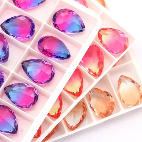 Tear Drop Colorful Rhinestones Crystals K9 Glasses Strass Rhinestone Applique Pointback Drop Stones And Crystals Crafts