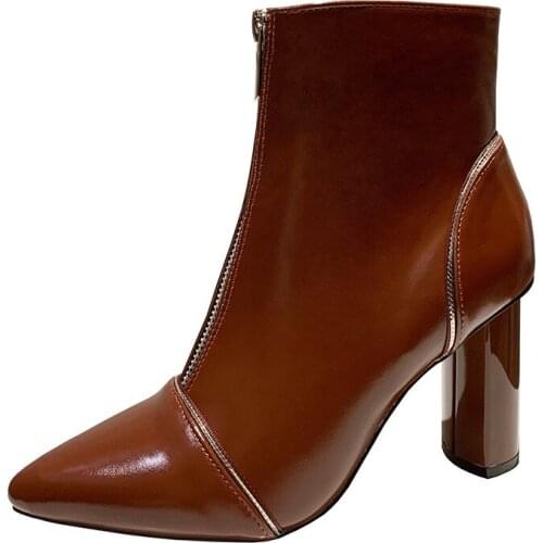 Womens shoes new fashion sexy high heel Martin boots pointed toe show thin soft soles comfortable thick short boots