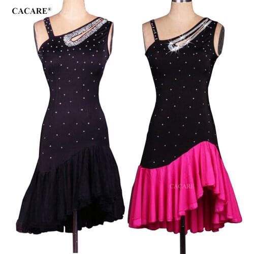 CACARE Latin Dance Dress Women Latin Dance Competition Dresses Fringed Dress Salsa Costumes Ballroom 2 Colors D0004 Rhinestones