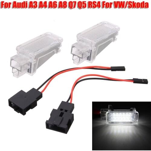 1Pair 6500K LED Car Courtesy Door Welcome White Lights Car Logo Projector Laser Lamp For Audi A3/A4/A6/Q7/Q5/RS4/VW/Skoda