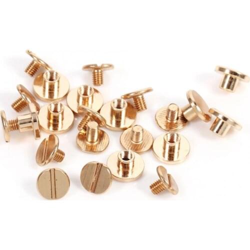10sets 5/6.5/8mm Screwback Button Stud Screw Solid Brass Button Stud Screw Nail Screwback For Leather Rivet Belt Clothes Shoes