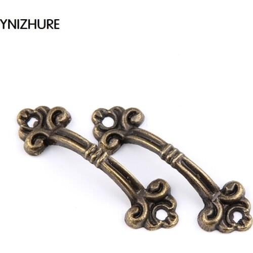 50pcs Mini vintage handle 48*15mm metal antique box drawer knobs old door knob retro kitchen cabinet handles