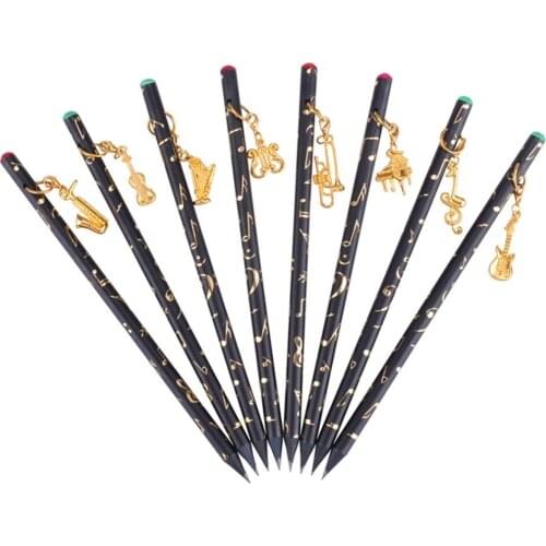 8pcs Musical Note Pendant Pencil Set Writing Drawing Pencil Sketch Painting Non-toxic Pencils For School Students Stationery