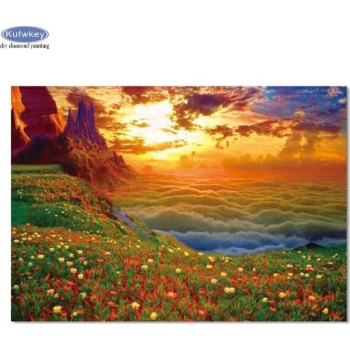 Full drill square round diamond painting Natural field landscape mosaic diamond rhinestone diamond embroidery cross stitch decor