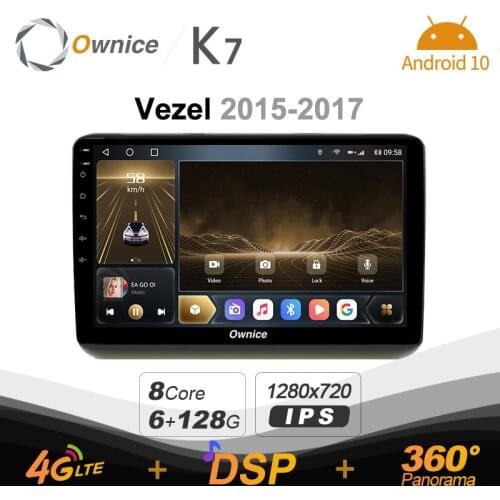 Ownice K7 Android 10.0 Car Radio Stereo for Honda Vezel 2015 - 2017 Support Front camera 4G LTE 360 2din Auto Audio 6G+128G