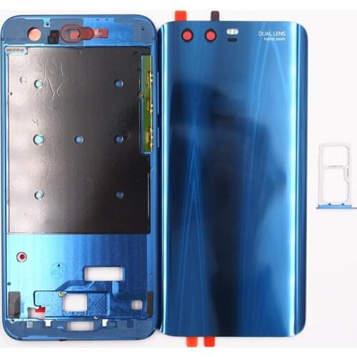 BaanSam New Front Frame 3D Tempered Glass Battery Door Back Cover Housing Case For Huawei Honor 9 With SIM Card Tray