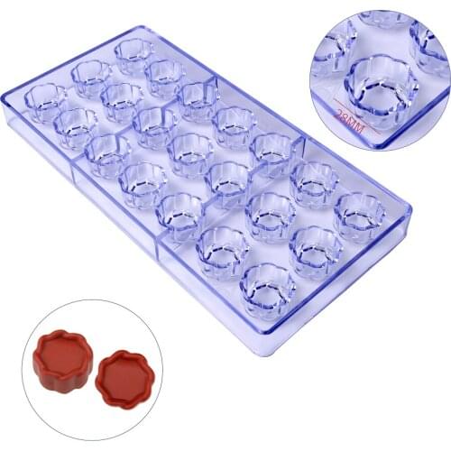 Free Shipping New Plastic 21 Pieces Flowers Pattern Shapes DIY Baking Chocolate Mold CC0063