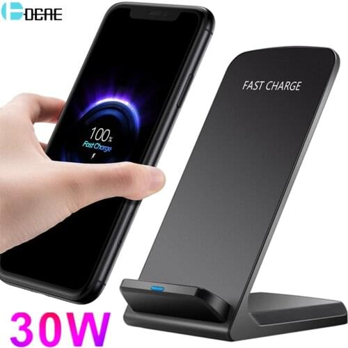 30W Qi Wireless Charger Stand Fast Charging Dock Station For iPhone 12 11 XS XR X 8 Samsung S21 S20 S10 S9 Phone Holder Chargers