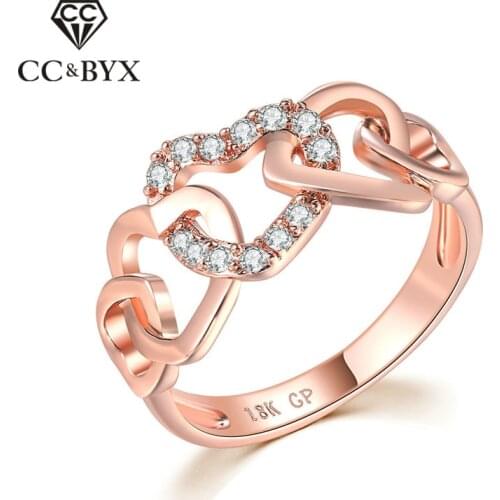 CC Wedding Rings For Women Fashion Ladies Jewelry Hollow Heart Cubic Zirconia Ring Bridal Engagement Anel Drop Shipping CC1557