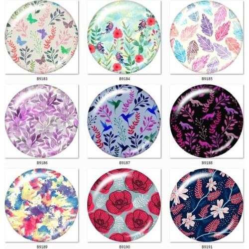 Flower Leaf Dandelion Floral 10pcs mixed 12mm/18mm/20mm/25mm Round photo glass cabochon demo flat back Making findings B9183