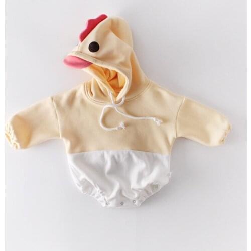 3D chicken design newborn baby romper long sleeve infant kids bodysuit toddler girls overllas children hooded outfits 0-24m