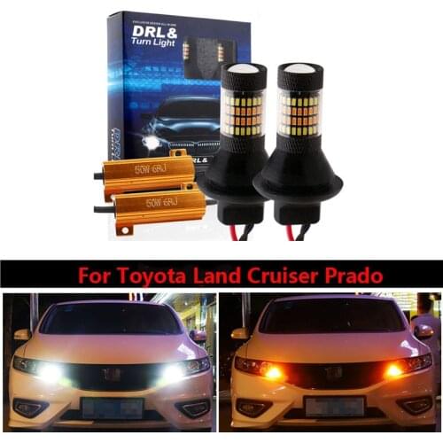 DRL Car LED Canbus DRL Running lights&Turn Signal Dual Mode External Lights T20 7440 WY21W For Toyota Land Cruiser Prado 150 211