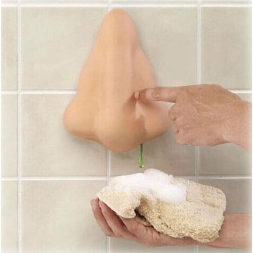 HOT Funny Nose Shaped House Bathroom Shower Soap Dispenser Storage With Suction Hooks