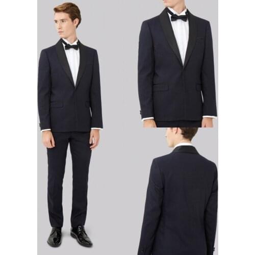 Handsome Shawl Lapel Men Tuxedos One Button Groomsmen Black Suits 2 Pieces (Jacket + Blazer) Party Wedding Prom Coat