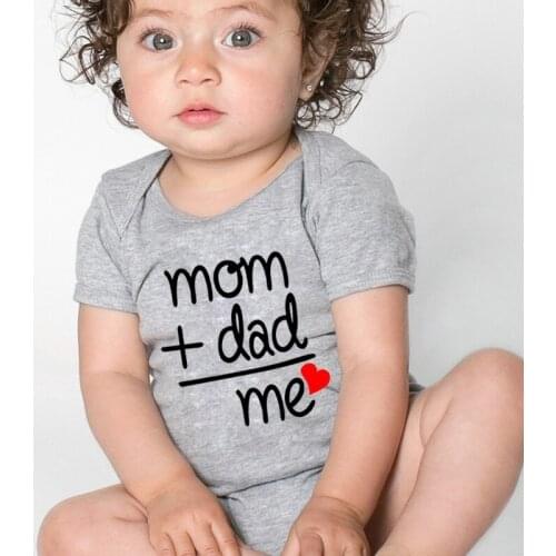 0-18M Summer Cotton Newborn Infant Baby Clothes Mom Plus Dad Equal Me Funny Cute Toddler Jumpsuits Bodysuits Outfits