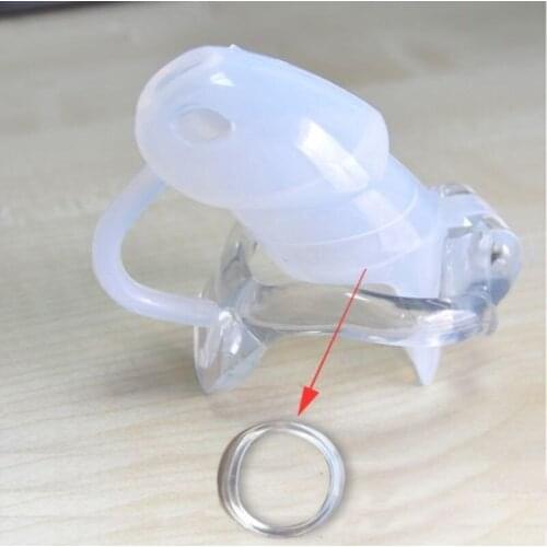 Manyjoy Male BDSM Clear Silicone Cage With Massage Teeth Resin Ring Bird Lock 4 sizes Chastity Device Belt Sex Toys for Men