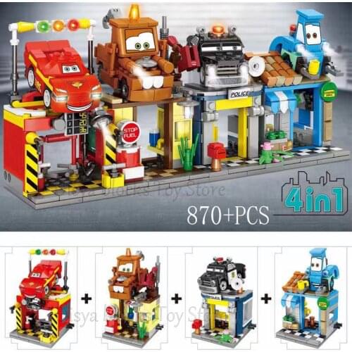 Disney Pixar Cars 2 3 Toy Lightning Mcqueen Jackson Storm Mack Uncletruck King Car Toy Children Birthday Gift 10924 NEW 4 in 1