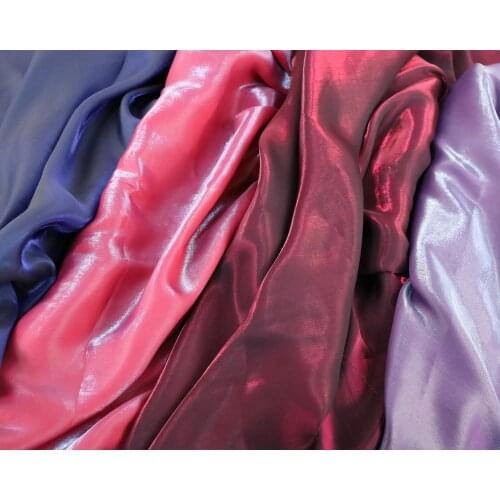 Gradient Color Mercerized Satin Fabric Imitated Silk Iridescent Material for DIY Making Hanfu Cheongsam Bridal By The Yard