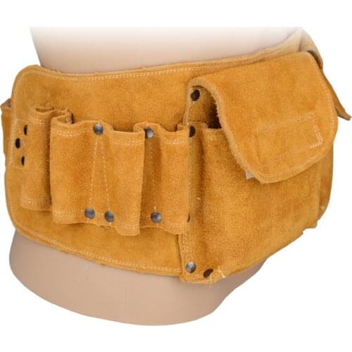 Multifunctional Leather Cowhide Tooling Belt Bag Thick Durable Decoration Worker Multi-pockets Waist Bag Welder Electrician Bag