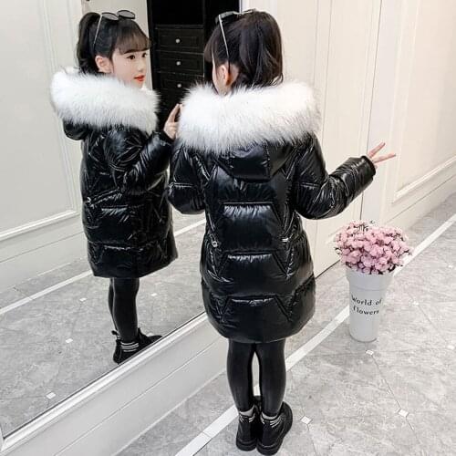 Fashion Russia Winter Girls Down Outerwear Thick Warm Winter Parkas Coats For Kids Girl 3-12Yrs Fur Collar Hooded Girl Outwear