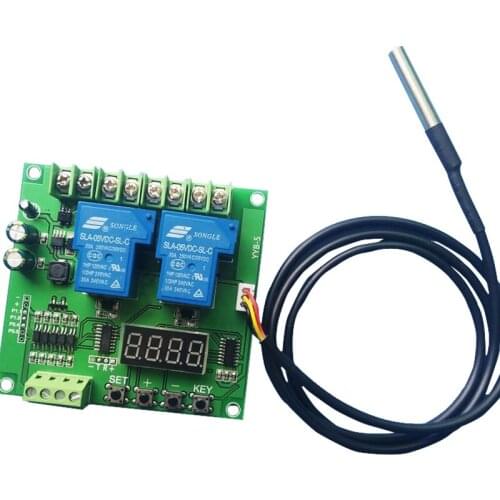 Temperature control two / dual relay switch module DS18B20 temperature control motor positive and negative 12/24 v