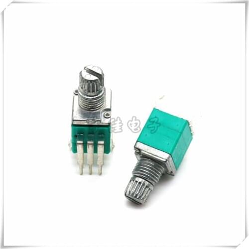 2 Pieces RP097 Mono Potentiometer B10K Flower Handle Length 10MM Audio Power Discharge Potentiometer Five-pin With Switch