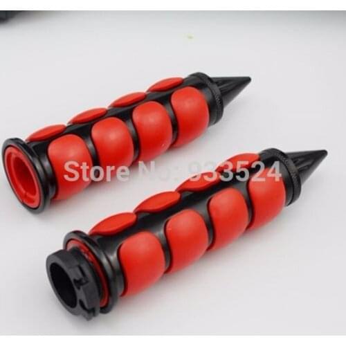 Motorcycle 1" 25mm Red&Black Handlebar Spike Style Hand Grips For Honda Yamaha Suzuki Kawasaki Cruiser Bobber Chopper Touring