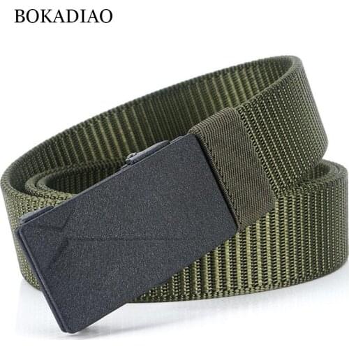 BOKADIAO Mans Canvas Belt Nylon Metal Automatic buckle Army military tactical belts for Men luxury jeans Waistbrand Male strap