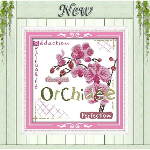 Orchid pink flowers crafts diy decor painting counted print on canvas DMC 11CT 14CT kits Cross Stitch embroidery needlework Sets