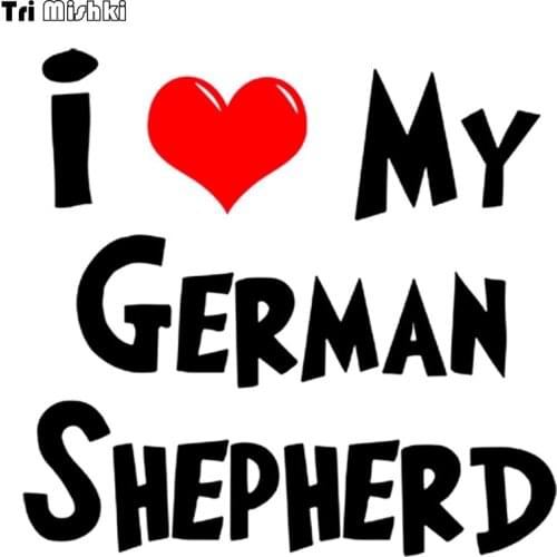 Tri Mishki 15x15.8cm words I love german shepherd Dog funny car sticker auto sticker car decals HZX542