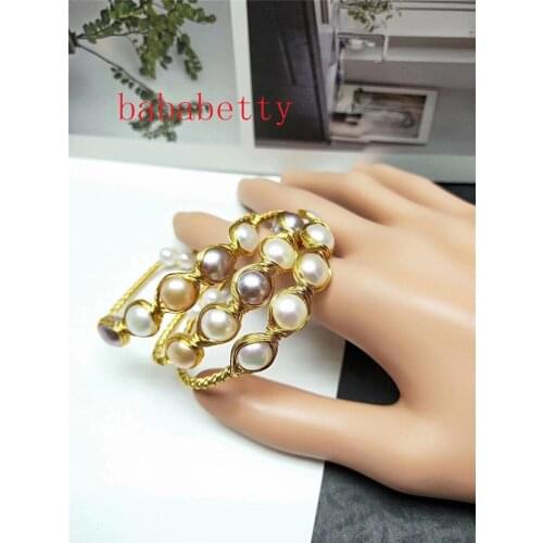 New natural freshwater 10-11MM white multicolor Edison pearl handmade bracelets can be resized