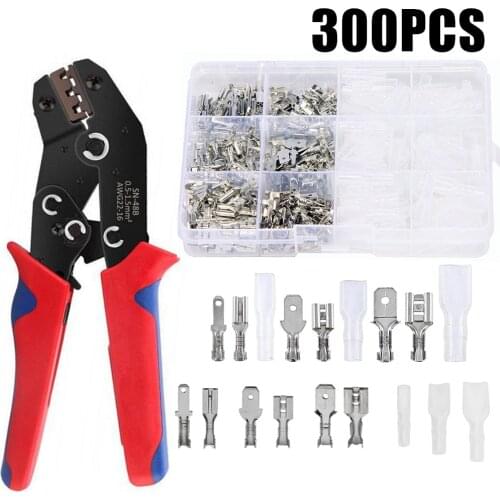 300PCS SN48B Crimping Plier Tool Insulated Male Female Wire Connector 2.8/4.8/6.3mm Electrical Wire Crimp Spade Terminals