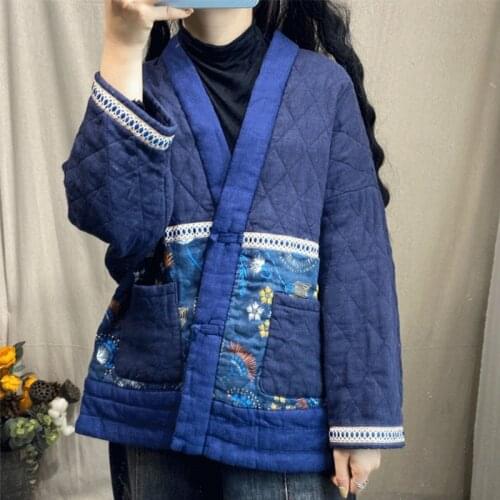 Cotton Padded Chinese Style Clothing Women Winter Coat Tang Suit Vintage Thick Warm Hanfu Outwear Ladies Chinese Tops 11734