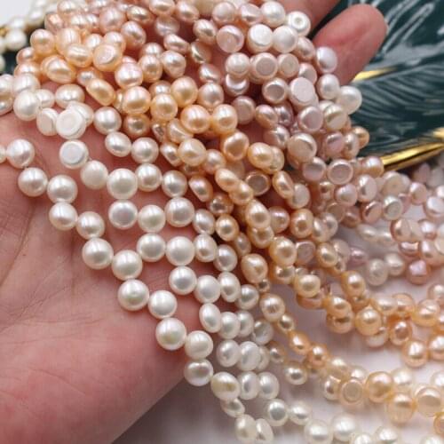 Wholesale 6-7MM Real Cultured Freshwater Natural Button Shape Pearl Necklace Strand String Jewelry Beads Accessory 10pcs/lot