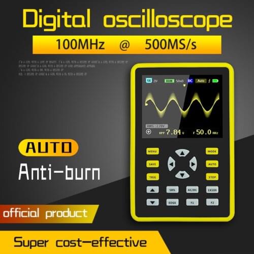 5012H 2.4 inch Mini USB Oscilloscope Digital IPS 500MS/S Sampling Rate with 100MHz Bandwidth Oscilloscope Kit