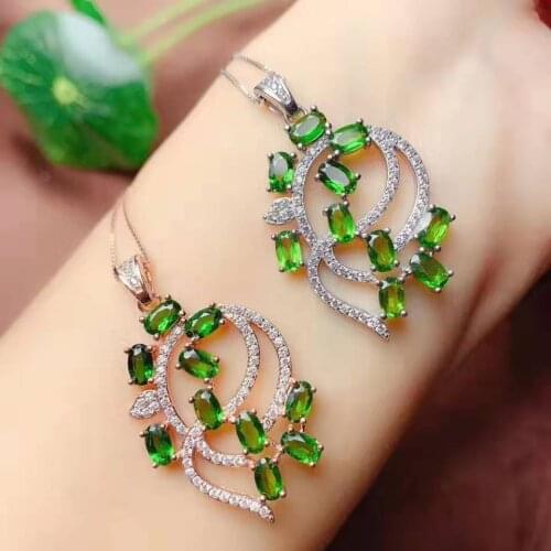 Natural diopside S925 Necklace boutique fashion jewelry suitable for womensParty