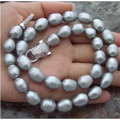 STUNNING 11-12MM SOUTH SEA SILVER GREY PEARL NECKLACE 18 INCH