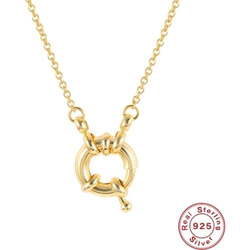 Aide 925 Sterling Silver Unique Tiny Buckle Pendant Necklaces For Women Small Circles Charm Chain Necklace Choker Party Jewelry